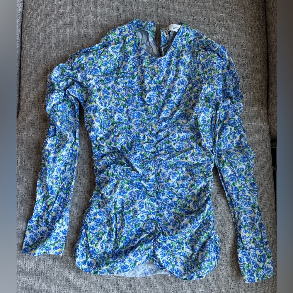 Zara Blue and Green Floral Blouse - Like NEW!